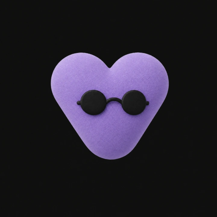 Violet heart agent with close-fitting black sunglasses