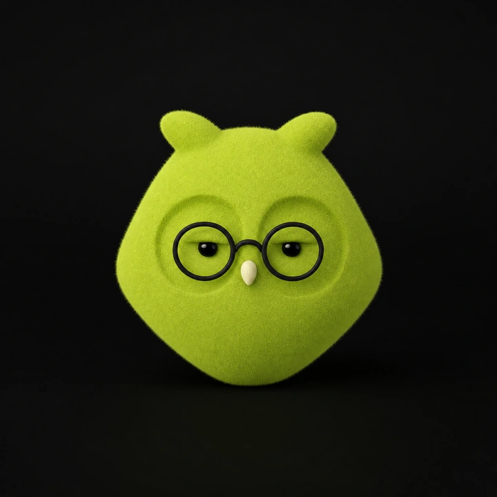 Lime owl agent wearing round spectacles